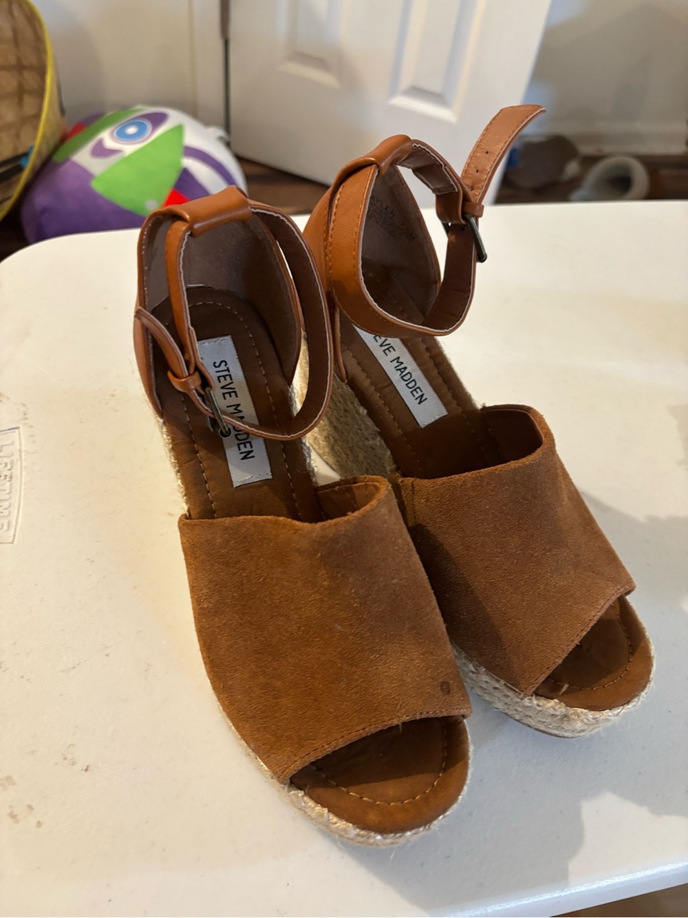 Steve Madden Brown Suede Espadrille Wedge Sandals